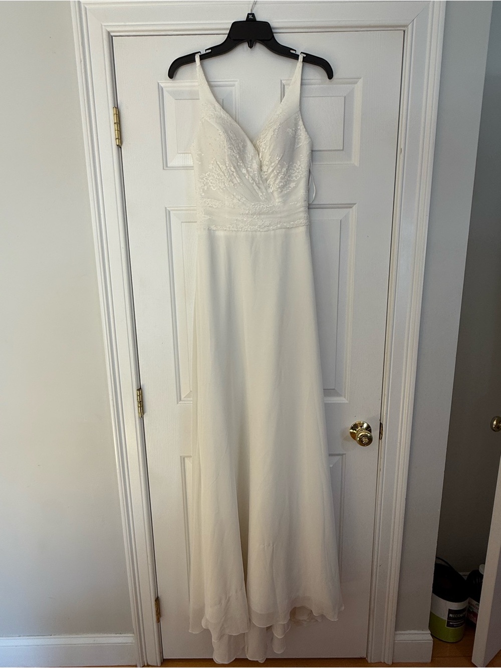 Macy's Ivory Spaghetti-Strap Lace Bodice A-Line Gown
